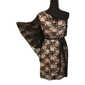 BLACK‎ Lace Dress BATWING LBD  Halloween DARK GOTH Romantic bust 34 35 medium